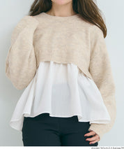 假兩件日系長袖毛衣娃娃上衣