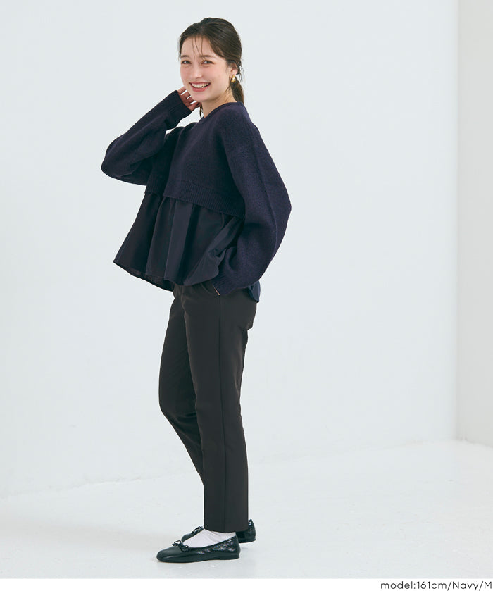 假兩件日系長袖毛衣娃娃上衣