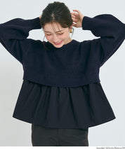 假兩件日系長袖毛衣娃娃上衣