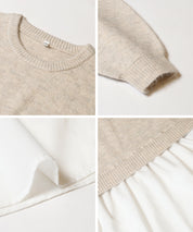 假兩件日系長袖毛衣娃娃上衣