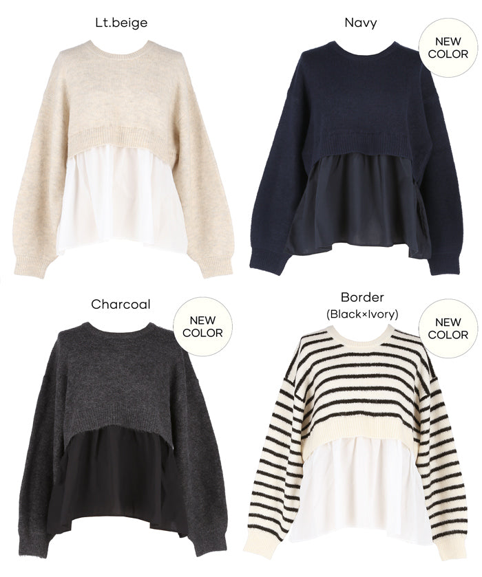 假兩件日系長袖毛衣娃娃上衣