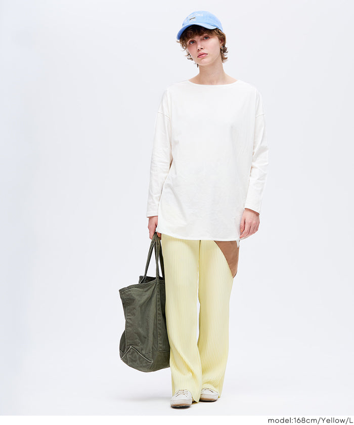 【可剪裁】薄款百褶修身喇叭寬褲