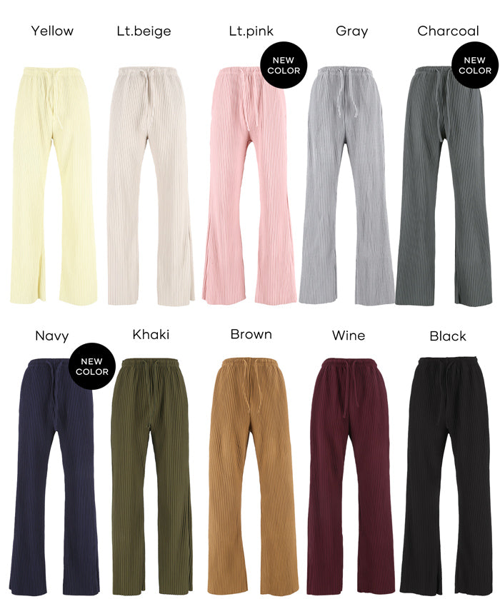 【可剪裁】薄款百褶修身喇叭寬褲