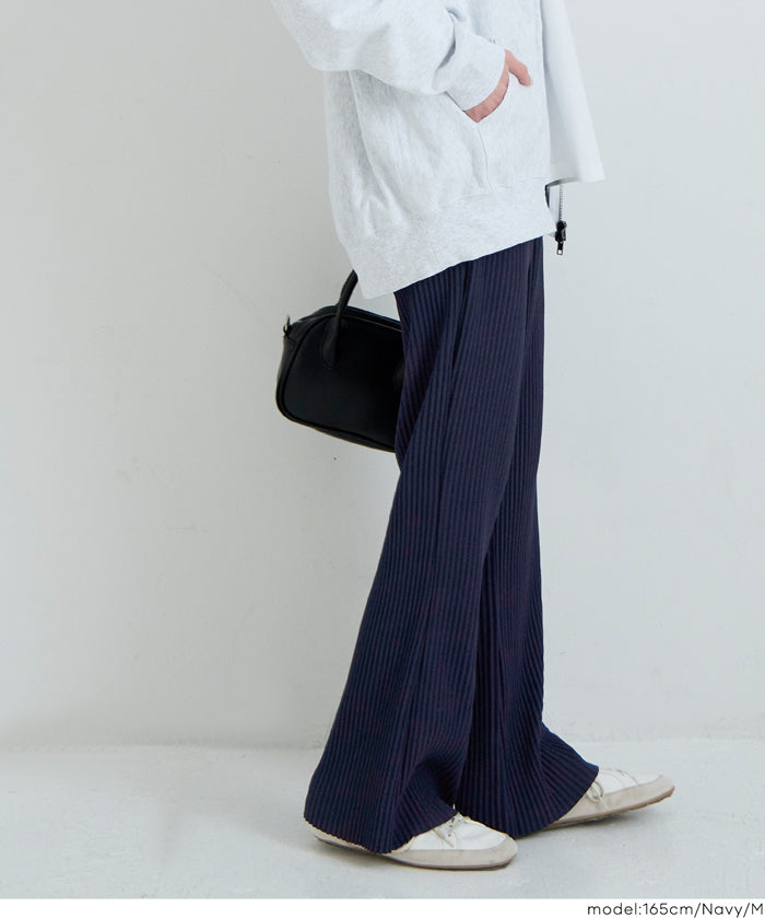 【可剪裁】薄款百褶修身喇叭寬褲