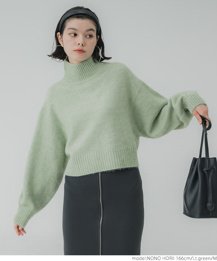 Balloon sleeves bottle neck knit
