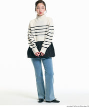 短版半高領泡泡袖毛衣