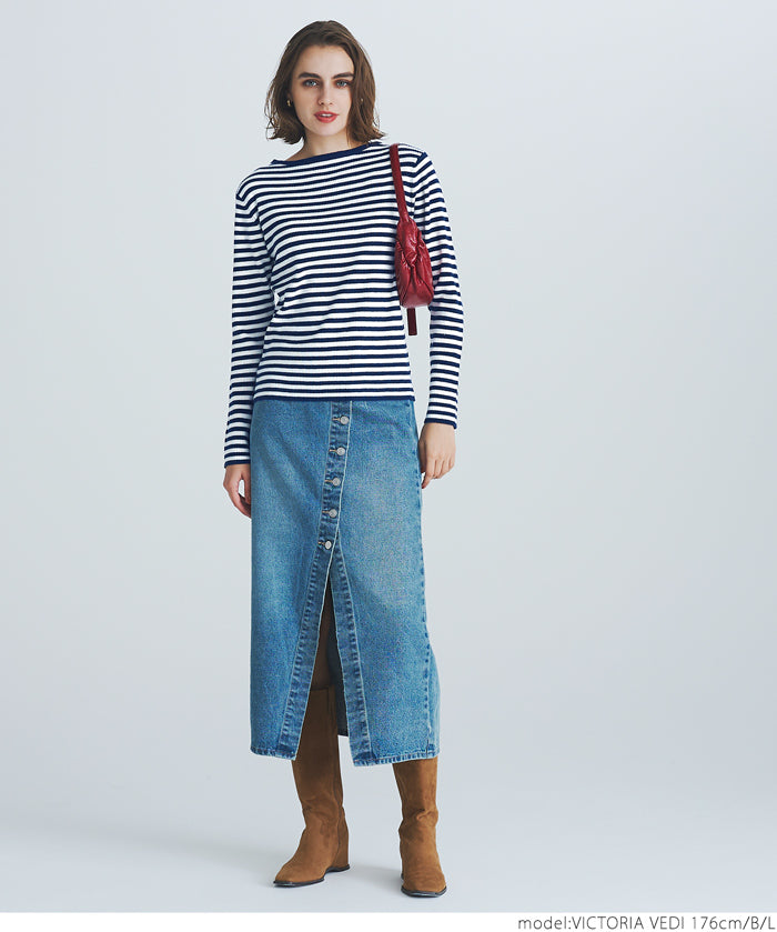 Angora touch boat neck rib knit