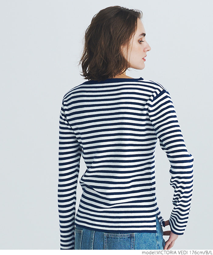 Angora touch boat neck rib knit