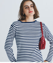Angora touch boat neck rib knit