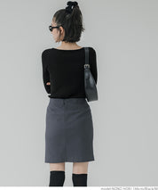Angora touch boat neck rib knit