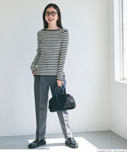 Angora touch boat neck rib knit