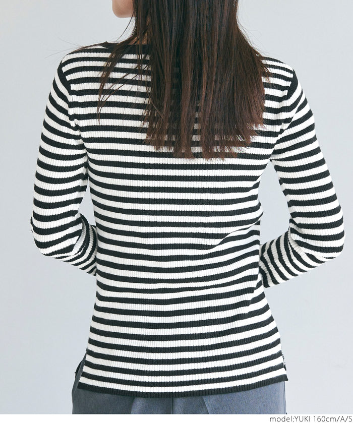 Angora touch boat neck rib knit