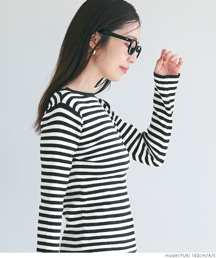Angora touch boat neck rib knit