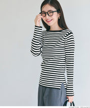 Angora touch boat neck rib knit