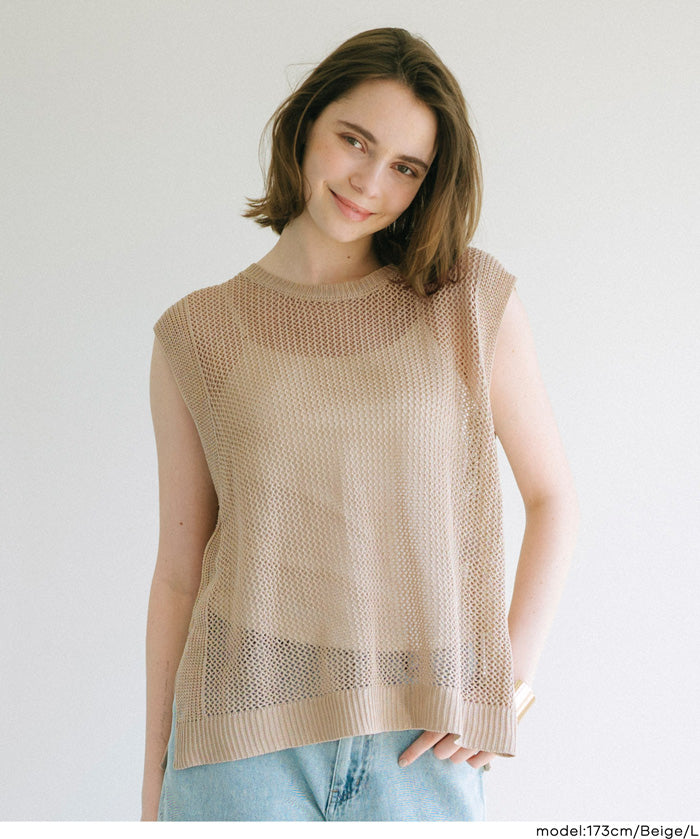 編織網狀透膚外搭背心 (Cross Chain Knit Ves)