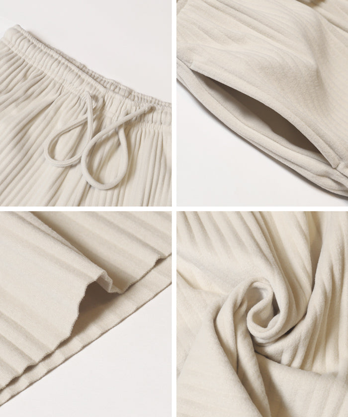 【可剪裁】秋冬款百搭螺紋休閒寬褲