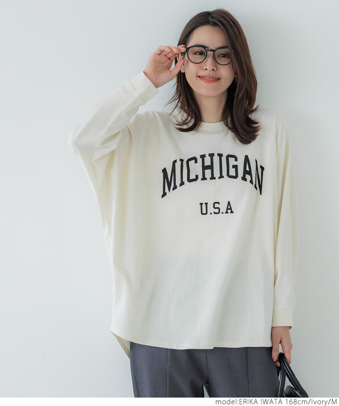 Dolman sleeve logo cotton top