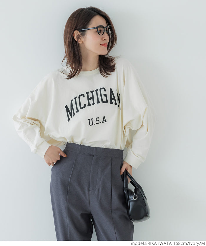Dolman sleeve logo cotton top