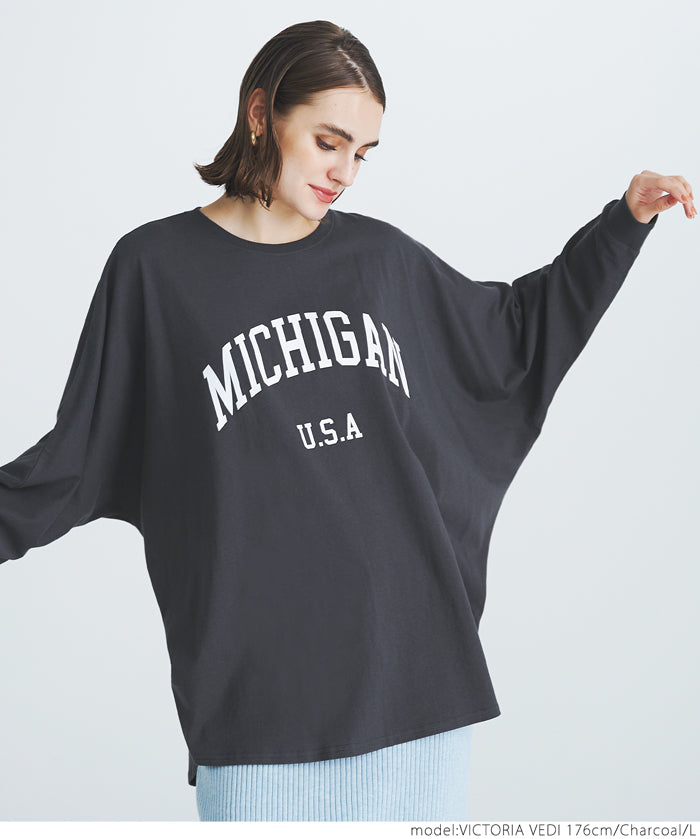 Dolman sleeve logo cotton top