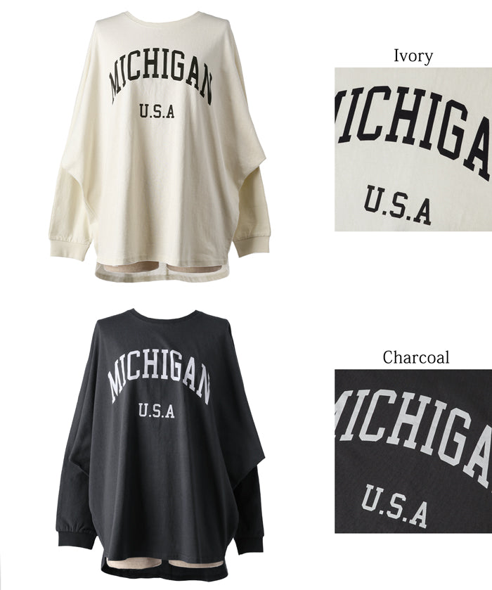 Dolman sleeve logo cotton top
