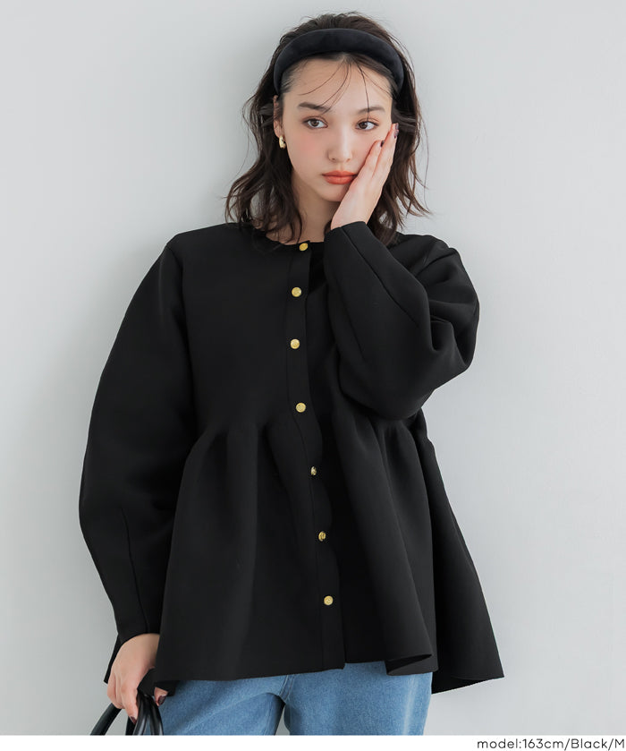 日系金釦娃娃針織長袖上衣