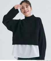 [2-piece set] high neck knit & blouse