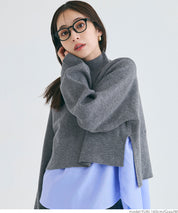 [2-piece set] high neck knit & blouse