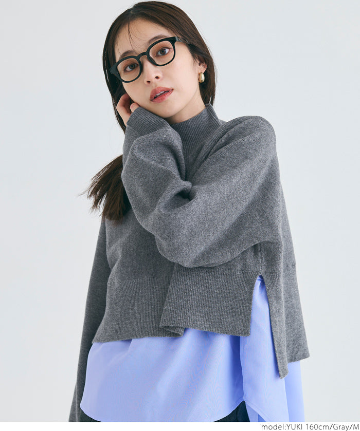[2-piece set] high neck knit & blouse