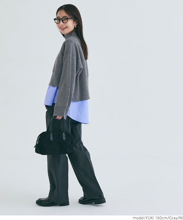 [2-piece set] high neck knit & blouse