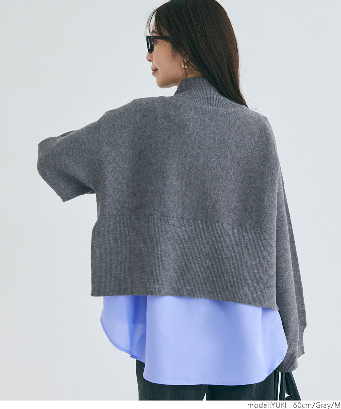 [2-piece set] high neck knit & blouse