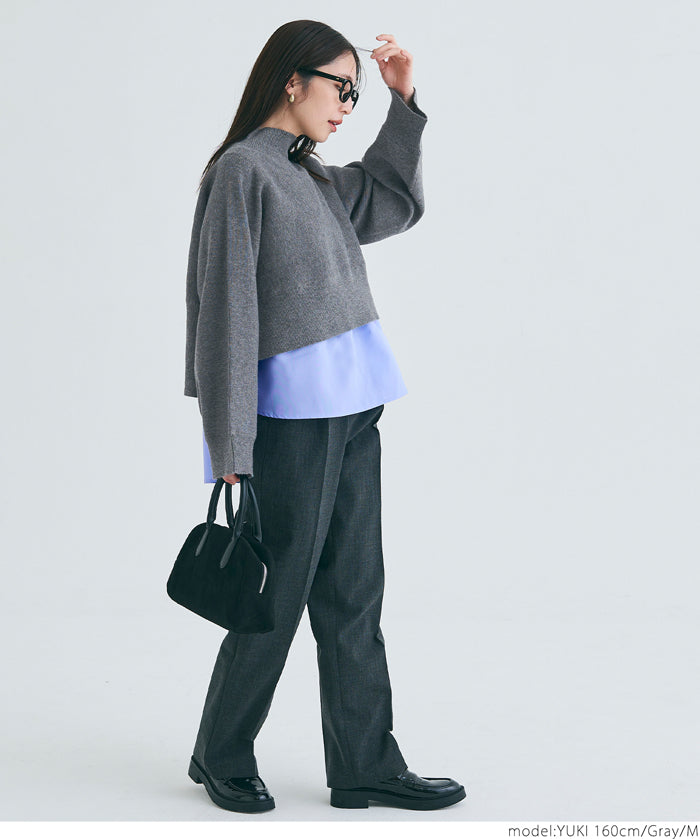 [2-piece set] high neck knit & blouse