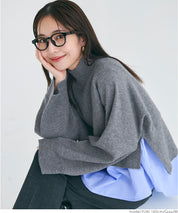 [2-piece set] high neck knit & blouse