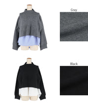 [2-piece set] high neck knit & blouse