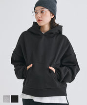 Brushed lining cropped hoodie