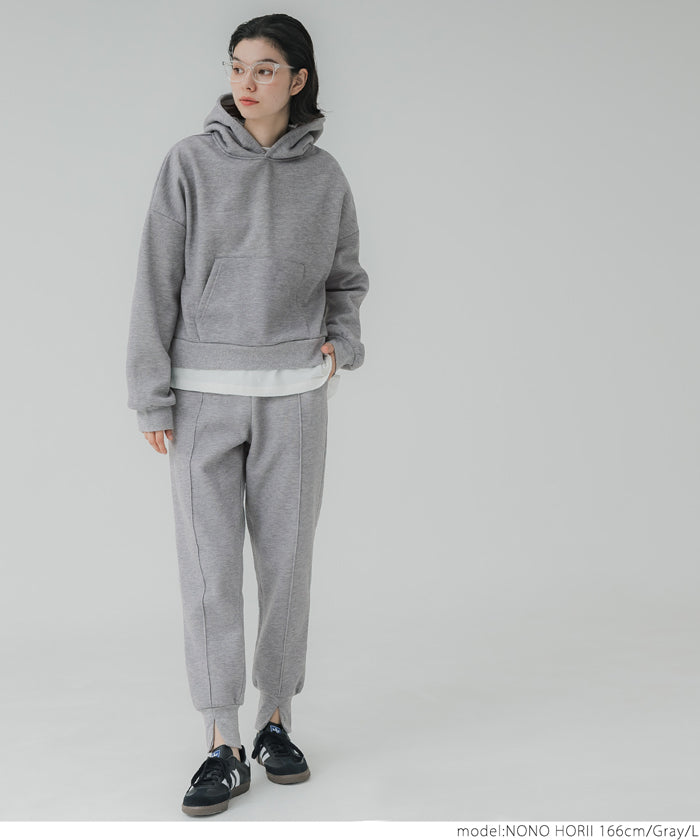 Brushed lining cropped hoodie