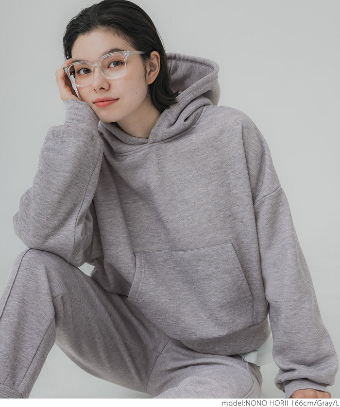 Brushed lining cropped hoodie