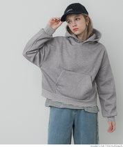 Brushed lining cropped hoodie