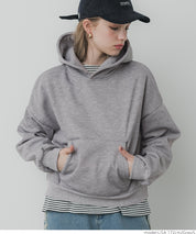 Brushed lining cropped hoodie