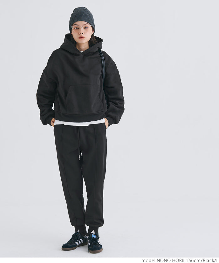 Brushed lining cropped hoodie