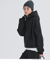 Brushed lining cropped hoodie