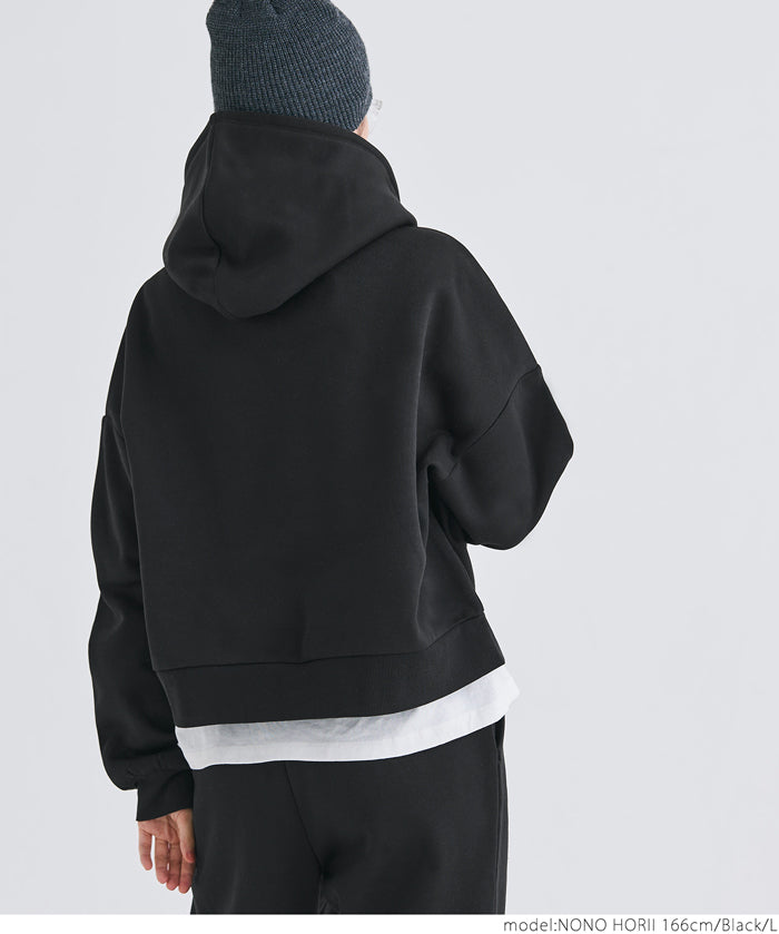Brushed lining cropped hoodie