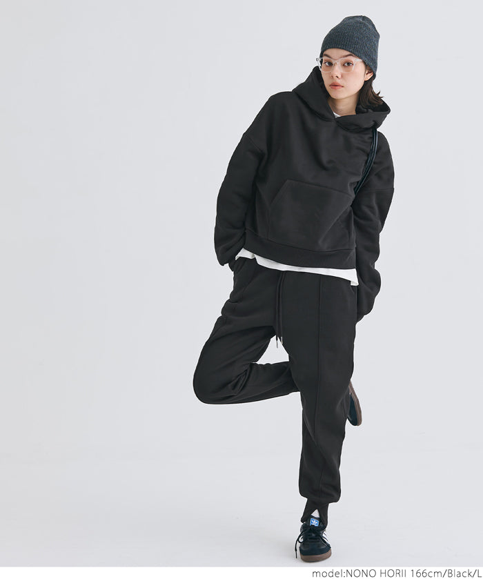 Brushed lining cropped hoodie