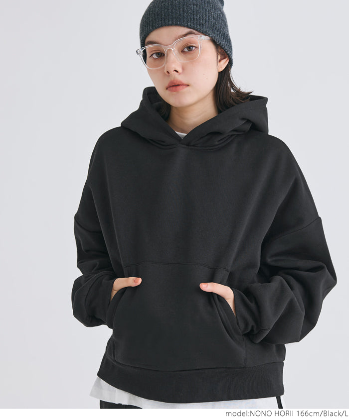 Brushed lining cropped hoodie