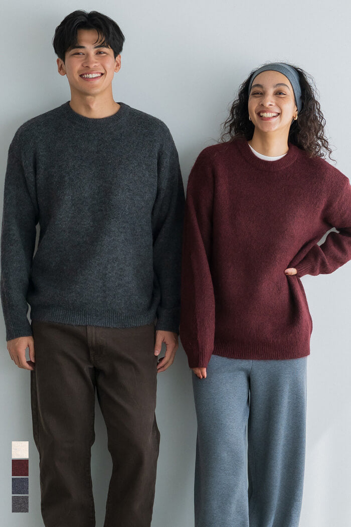 男裝純色絨感圓領長袖毛衣 男女通用