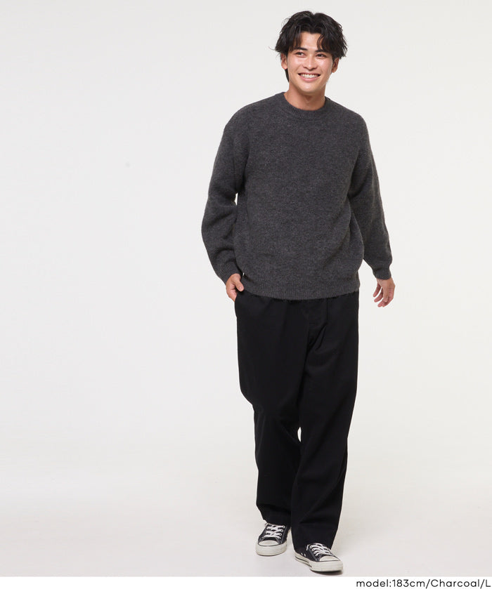 男裝純色絨感圓領長袖毛衣 男女通用