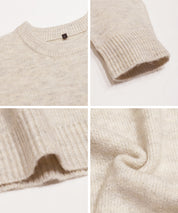 男裝純色絨感圓領長袖毛衣 男女通用