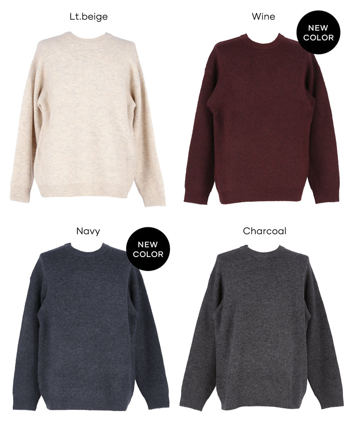 男裝純色絨感圓領長袖毛衣 男女通用