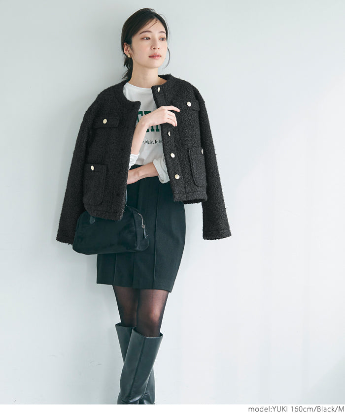 Gold button boa jacket