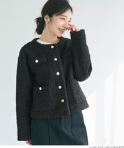 Gold button boa jacket