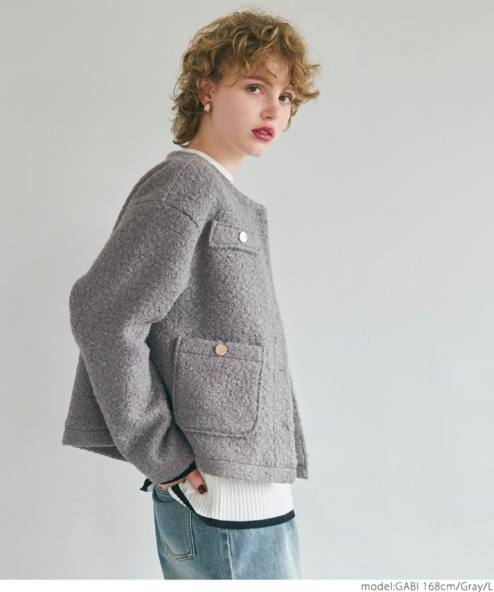 Gold button boa jacket
